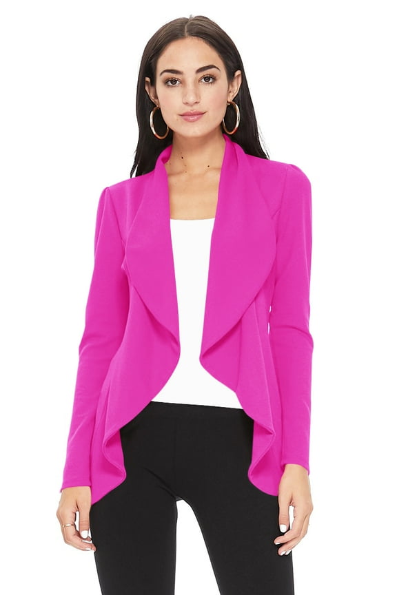 Women's Elegant Solid Stretch Open Front Long Sleeve Blazer Jacket