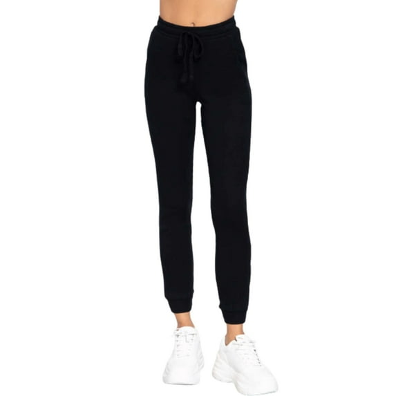 Women's Solid Print Casual Slim Fit Joggers, Black L
