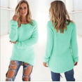 thumbnail image 1 of Women's Solid Pullover Sweaters O Neck Long Sleeve Knitted Tops Cotton Wool Loose Casual Tunic Sweaters, 1 of 1
