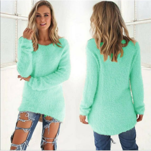 Women's Solid Pullover Sweaters O Neck Long Sleeve Knitted Tops Cotton Wool Loose Casual Tunic Sweaters