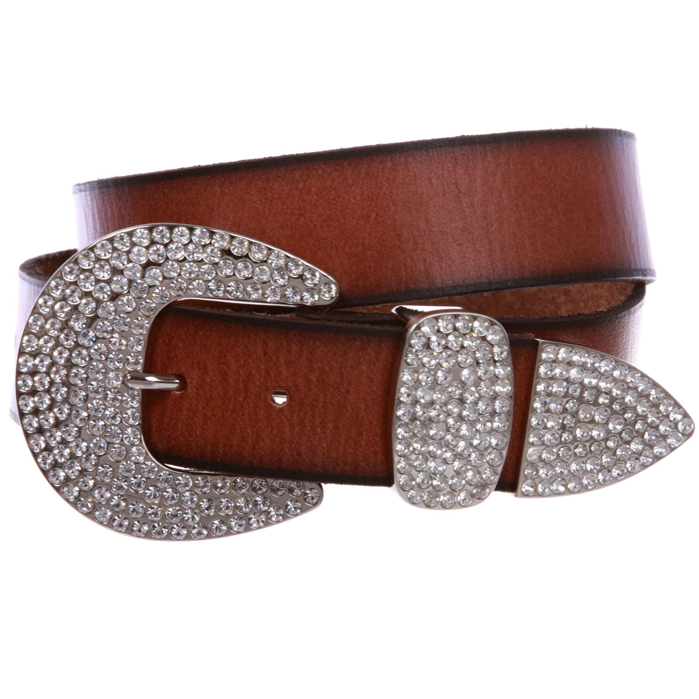 Genuine Leather Western Belt with Rhinestone Buckle Kamberley Genuine Leather, Rhinestone and Metal Studded  main image 4