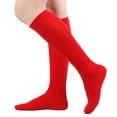 thumbnail image 1 of Women's Solid Red Knee High Socks Soft Breathable Cotton Blend Over Calf Long Socks for Winter Warmth Christmas Holiday Boots Daily Wear, 1 of 2