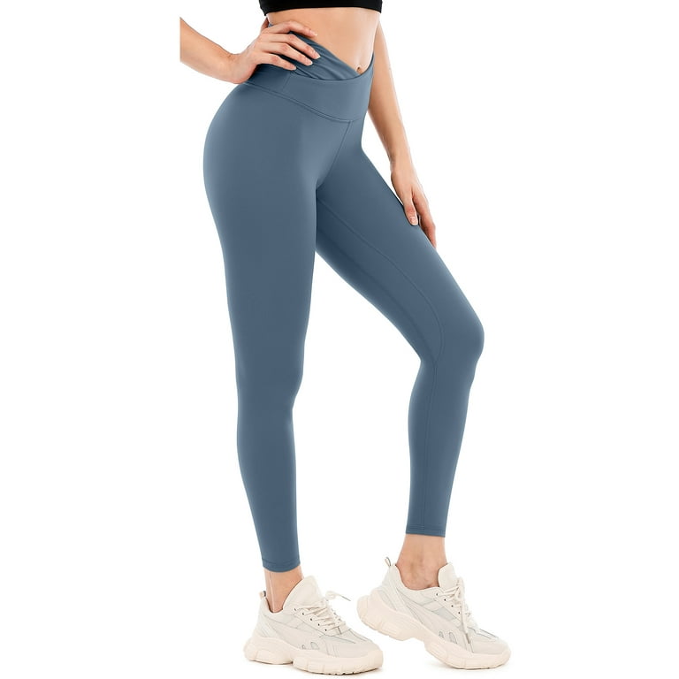 Women's Solid Ruched High Waisted Yoga Pants With Inner Pockets