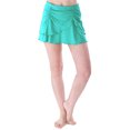 thumbnail image 1 of Women's Solid Ruffle Layered Swimsuit Beach Cover Up Skirt, Catalina Green, L, 1 of 3