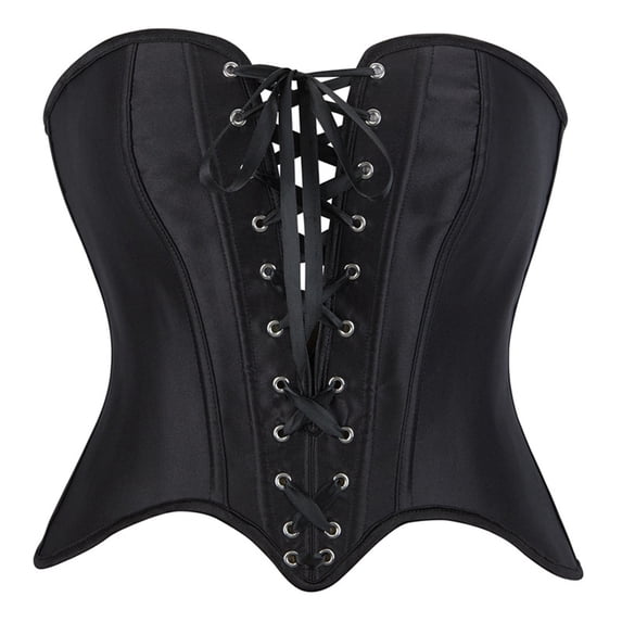 Women's Solid Satin Boned Underbust Corset Bodysuit Tummy Control Hourglass Shaping Waist Trainer for Party Daily Wear
