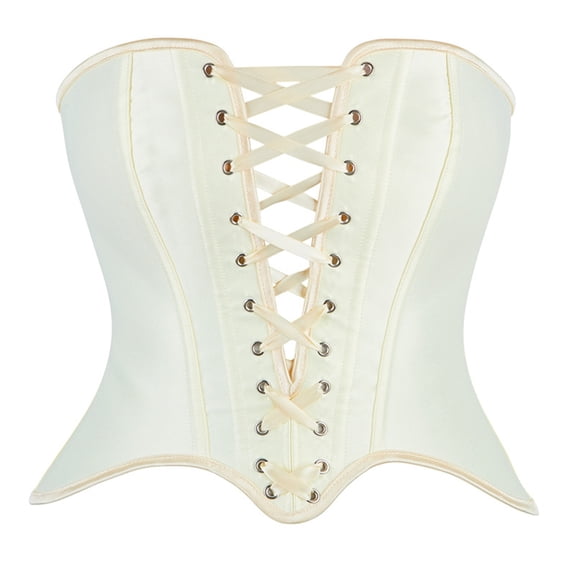 Women's Solid Satin Boned Underbust Corset Bodysuit Tummy Control Hourglass Shaping Waist Trainer for Party Daily Wear