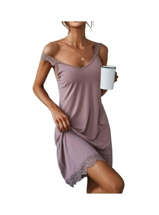 Women's Full Silp Dress with Built in Bra Spaghetti Nightgown Long Cami 
