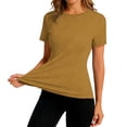 thumbnail image 1 of Women's Solid Short Sleeve Ice Silk Elastic Workout Tops Sun Protection Shirts Gym Hiking Running Yoga Clothes, 1 of 7