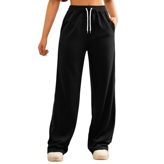 Women’s Solid Slant Pocket Wide Leg Pants for Women Casual Summer plus Size Pants Women Casual Summer Yoga Pant Straight Leg up Pants for Women Work Casual Pants with Pockets for Women Casual