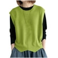 thumbnail image 1 of Women's Solid Sleeveless Crewneck Sweater Vest Trendy Ribbed Knit Pullover Loose Fit Split Hem Tops, 1 of 3