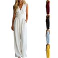 thumbnail image 1 of Women's Solid Sleeveless Jumpsuit, High Waist Wide Leg with Pockets, Relaxed Fit, Day to Night Style, 1 of 5