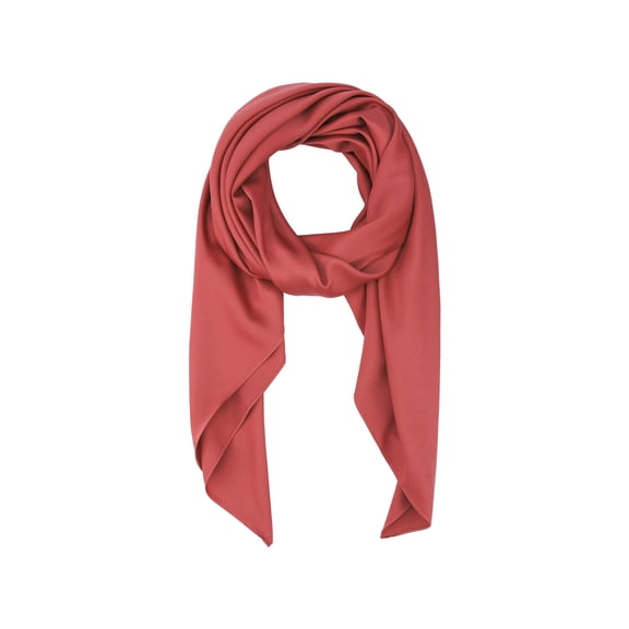 Women's Solid Square Large Scarf 43.3'' Elegant Silky Satin Neckerchief Bandanas for Travel Office One Size Brick red