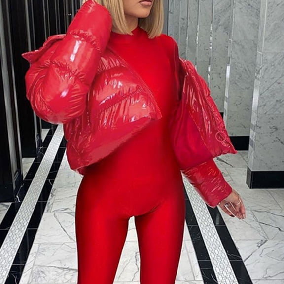 Women's Solid Stand-up Collar Cardigan Down Jacket Outerwear Padded Coat Jacket for Women Winter Lightweight down Women Womens Leather Men Coats with Hood down for It All Jacket Wearing Someone Else's