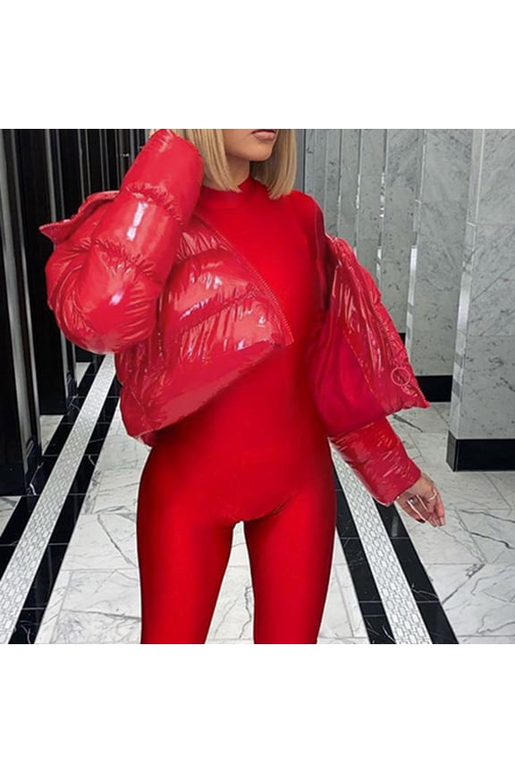 Women's Solid Stand-up Collar Cardigan Down Jacket Outerwear Padded Coat Jacket for Women Winter Lightweight down Women Womens Leather Men Coats with Hood down for It All Jacket Wearing Someone Else's