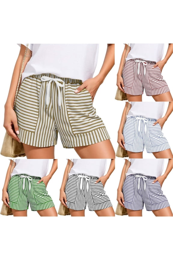 Women's Solid Striped Drawstring Elastic Waist Wide Leg Pants with Pockets, Multi-Pocket Cargo Style, Casual Lounge Beach Travel Pants, Plus Size Trousers | VerBelle,Black L