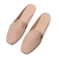 thumbnail image 1 of Women's Solid Suede Square Toe Flat Mule Shoes-Closed Toe Slip-On Sandals, 1 of 4