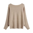 thumbnail image 1 of Women's Solid Sweaters O Neck Long Batwing Sleeve Solid Casual Loose Knitted Tops Pullover Comfy Fall Oversized Jumpers, 1 of 5
