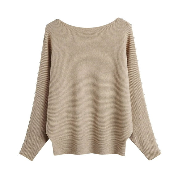 Women's Solid Sweaters O Neck Long Batwing Sleeve Solid Casual Loose Knitted Tops Pullover Comfy Fall Oversized Jumpers