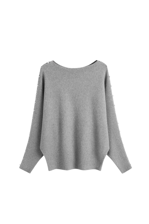 Women's Solid Sweaters O Neck Long Batwing Sleeve Solid Casual Loose Knitted Tops Pullover Comfy Fall Oversized Jumpers