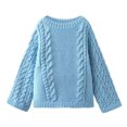 thumbnail image 1 of Women's Solid Sweaters Oversized Crew Neck Long Sleeve Outfit Cable Knitted Sweater Tops Blue S, 1 of 2