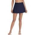 thumbnail image 1 of Women's Solid Swim Skirt Build-in Brief Tummy Control Side Slit Tankini Bottoms, 1 of 8