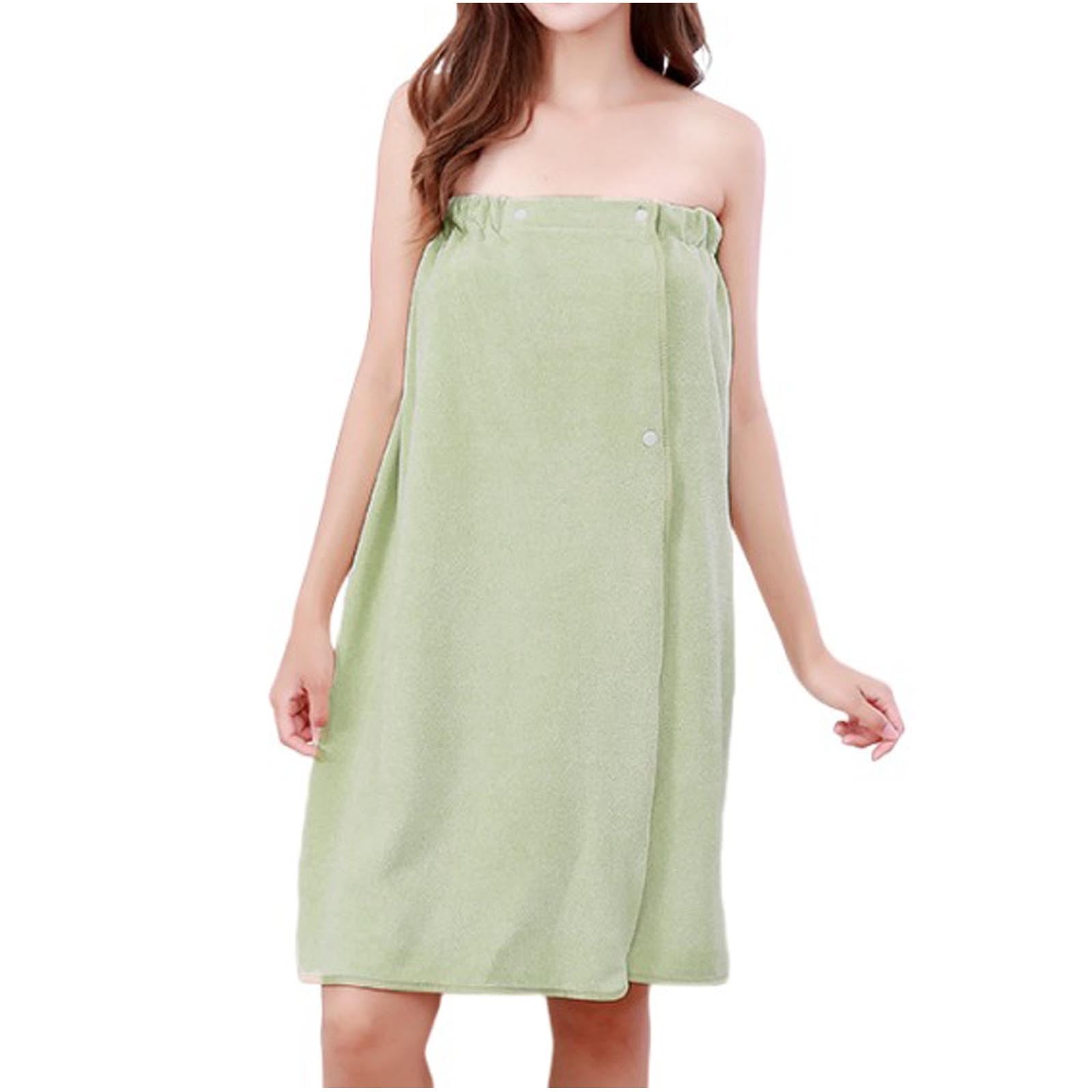 Women's Solid Terry Cloth Wrapping Bathrobe Shower Towel Wrap Soft Spa ...