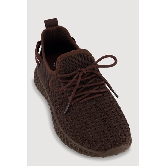 Women's Solid Textured Knit Lace Up Low Top Sneakers