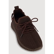 Women's Solid Textured Knit Lace Up Low Top Sneakers