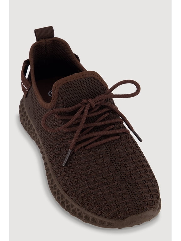Women's Solid Textured Knit Lace Up Low Top Sneakers