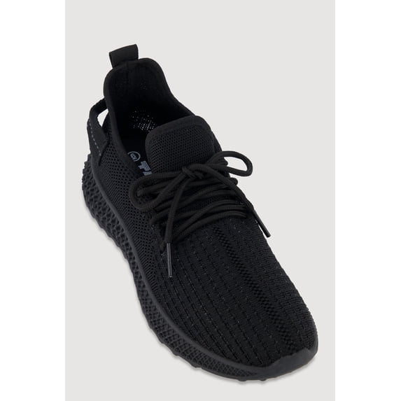 Women's Solid Textured Knit Lace Up Low Top Sneakers