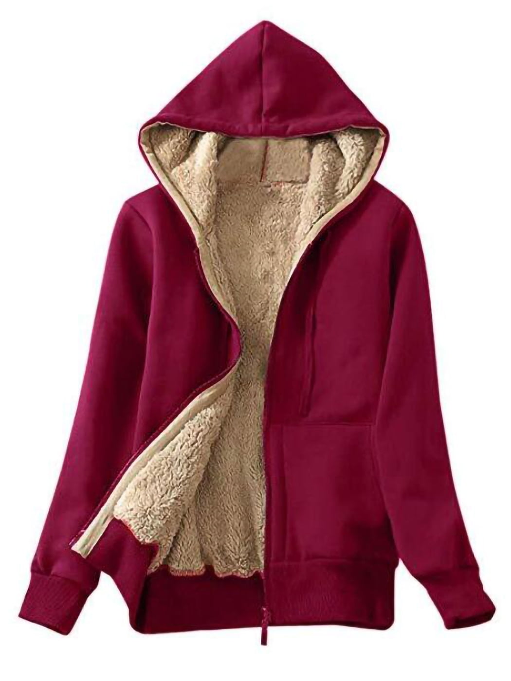 Fleece lined zip up hoodie womens 2025