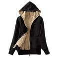 thumbnail image 1 of Women's Solid Thick Sherpa Fleece Lined Zip Up Pockets Hoodie Sweatshirt Jacket, 1 of 6