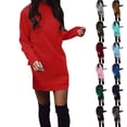 thumbnail image 1 of Women's Solid Thickened Oversize Long Sweater Dress Disappearing Lower Body, Cozy Fall Winter Sweatshirt Dress with Soft Fabric for Fashionable and Comfortable Wear,Black,L, 1 of 8