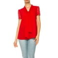 thumbnail image 1 of Women's Solid Top with Front Tie Collar and Lace Sleeves, 1 of 6