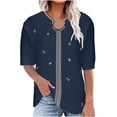 thumbnail image 1 of Women's Solid V-Neck Cotton Linen Short Sleeve T-Shirt, Casual Solid Color Top, Soft and Breathable, Perfect for Summer, Relaxed Fit, Available in Plus Sizes, Versatile Wardrobe Essential, 1 of 5