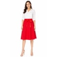 thumbnail image 1 of Women's Solid Vintage High Waist A-Line Midi Skirt with Bow Tie Belt, 1 of 6