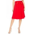 thumbnail image 1 of Women's Solid Vintage High Waist A-Line Midi Skirt with Bow Tie Belt, 1 of 6