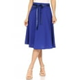 thumbnail image 1 of Women's Solid Vintage High Waist A-Line Midi Skirt with Bow Tie Belt, 1 of 6