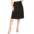 thumbnail image 1 of Women's Solid Vintage High Waist A-Line Midi Skirt with Bow Tie Belt, 1 of 6