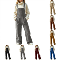 thumbnail image 1 of Women’s Solid Vintage Corduroy Overalls Adjustable Strap Wide Leg Bib Overall Jumpsuits With Pockets Casual Fall Winter Outfits, 1 of 8