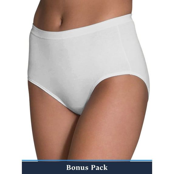 Women's Solid White Brief Panties, 6+3 Bonus Pack