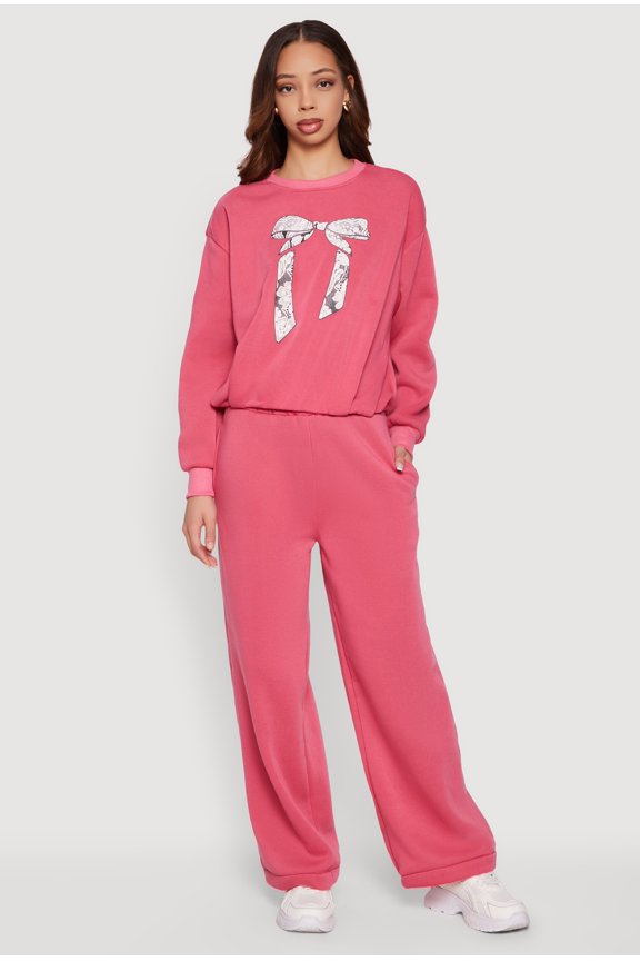 Women's Solid Wide Leg Sweatpants