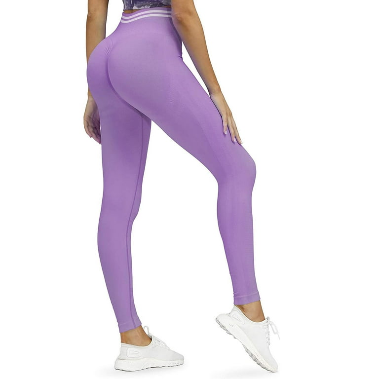 Women's Solid Workout Leggings Fitness Sports Running Yoga Pants Purple L