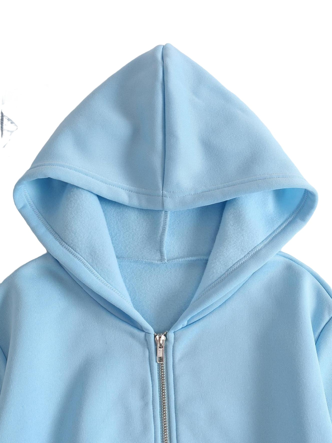 Blue cropped sales zip up hoodie