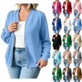 thumbnail image 1 of Women's Solid Zip-Up Sweatshirt Jacket Solid Color Long Sleeve Round Neck Sweatshirt with Pockets for Daily Wear, 1 of 8