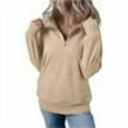 thumbnail image 1 of Women's Solid-color Fashionable Quarter Zip Pullover Casual Long Sleeve Shirts Half Zip Lapel Lightweight Loose Sweatshirts, 1 of 6