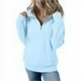 thumbnail image 1 of Women's Solid-color Fashionable Quarter Zip Pullover Casual Long Sleeve Shirts Half Zip Lapel Lightweight Loose Sweatshirts, 1 of 6