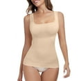 thumbnail image 1 of Women's SolideTank Tops Soft Square Neck Slim Fitted Vest Tummy Control Shapewear Beige M, 1 of 3
