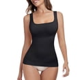 thumbnail image 1 of Women's SolideTank Tops Soft Square Neck Slim Fitted Vest Tummy Control Shapewear Black 2XL, 1 of 7