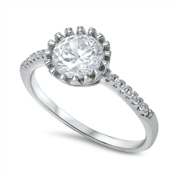 Women's Solitaire Clear Cubic Zirconia Ring .925 Sterling Silver Band White Jewelry Female Size 4